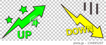 Illustration of arrows showing increasing and decreasing prices and assets 134895207
