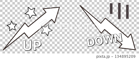 Illustration of arrows showing increasing and decreasing prices and assets 134895209