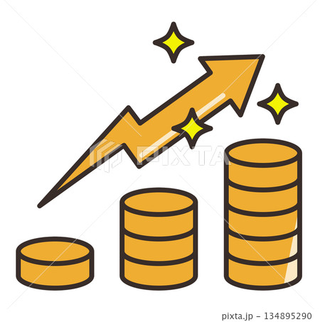好景気で投資をして資産と利益が増加したイメージのイラスト 134895290