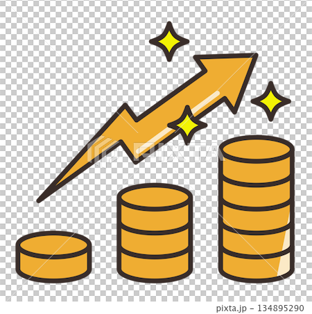 好景気で投資をして資産と利益が増加したイメージのイラスト 134895290