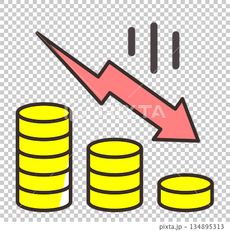 Illustration of a crash and recession causing investment failure and asset decline Illustration of a crash and recession causing investment failure and asset decline 134895313
