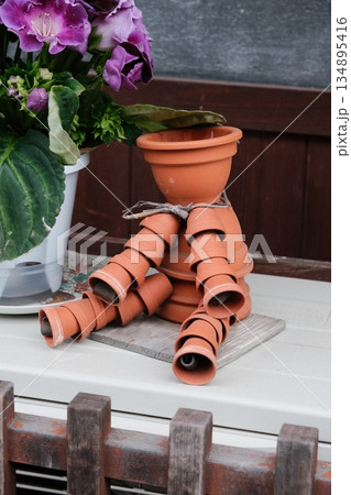 Rustic Terracotta Pots Garden Display Arrangement 134895416
