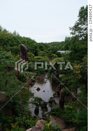 Emerald Forest Stream Rocky Canyon View 134895417