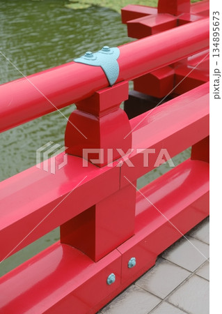 Red Metal Bridge Support Structure Detail Red Metal Bridge Support Structure Detail 134895673