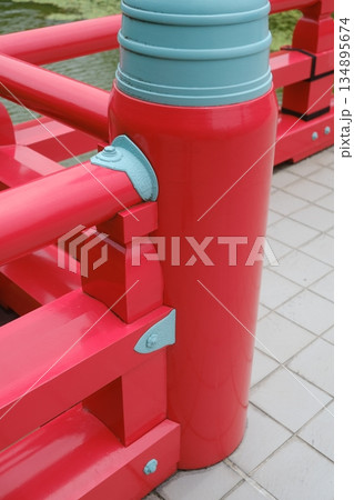 Bright Red Metal Structure Detailed View Bright Red Metal Structure Detailed View 134895674