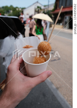 Golden Sesame Doughnuts Street Food Delight 134895682