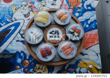 Kura Revolving Sushi Colorful Display Restaurant Kura Revolving Sushi Colorful Display Restaurant 134895701
