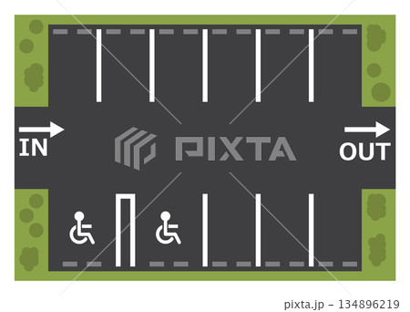 土地活用で平面の便利な駐車場施設を運営する土地活用のイラスト 土地活用で平面の便利な駐車場施設を運営する土地活用のイラスト 134896219
