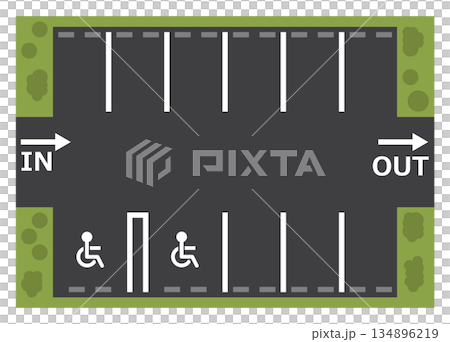 土地活用で平面の便利な駐車場施設を運営する土地活用のイラスト 土地活用で平面の便利な駐車場施設を運営する土地活用のイラスト 134896219