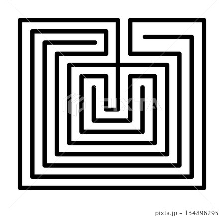 Classic Labyrinth of Knossos with a single path and 7 courses, symbol of Crete since 6th century BC. Confusing structure built, for King Minos, to hold the Minotaur, a monster, killed by hero Theseus. 134896295