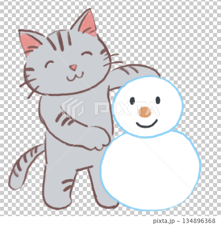 Cat making a snowman Winter Cat making a snowman Winter 134896368