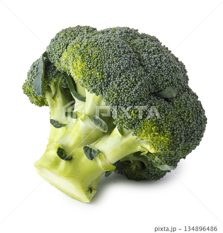 close up of fresh broccoli isolated on a white background 134896486