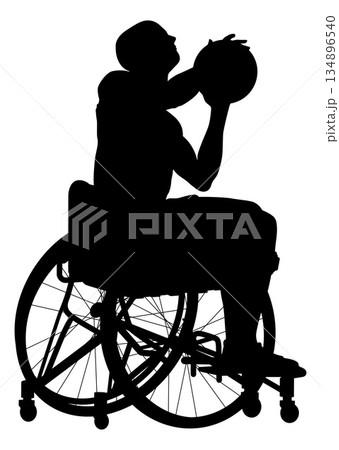 Basketball Wheelchair Man Basketballer Silhouette 134896540