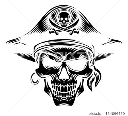 Pirate Skull Captain Hat Skeleton Vintage Designのイラスト素材 [134896560] - PIXTA