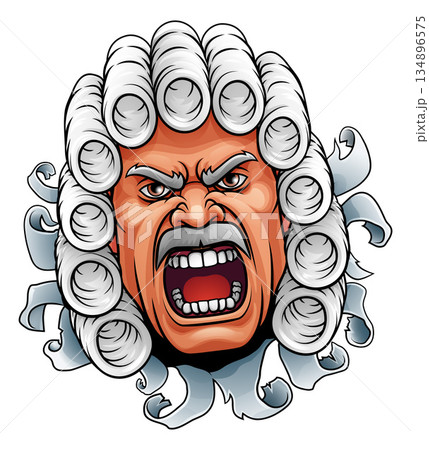 Angry Mad Judge Cartoon Character Face 134896575