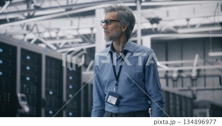 Experienced Engineer Overseeing Cloud System Integrity 134896977