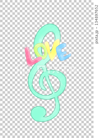 高音譜號，上面寫著「愛」字 134897652