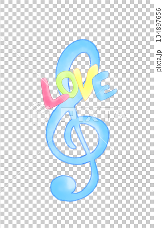 LOVEの文字が付いたト音記号 LOVEの文字が付いたト音記号 134897656