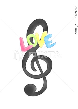 LOVEの文字が付いたト音記号 134897659