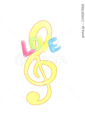 LOVEの文字が付いたト音記号 LOVEの文字が付いたト音記号 134897660
