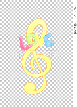 LOVEの文字が付いたト音記号 LOVEの文字が付いたト音記号 134897660