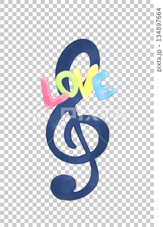 loveの文字が付いたト音記号 loveの文字が付いたト音記号 134897664