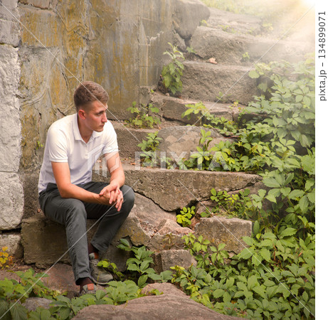 Sad man in the park 134899071