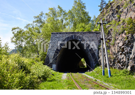 Old tunnel on Circum-Baikal Railway. Summer in Siberia 134899301