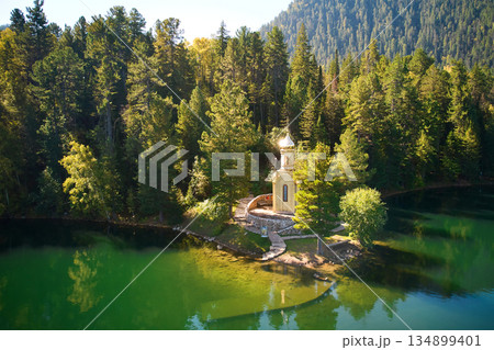 Aerial view of Orthodox Chapel of the Holy Prophet Solomon 134899401