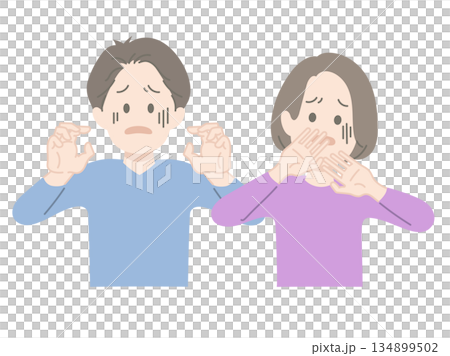 一幅男女錶情不悅的插圖 134899502