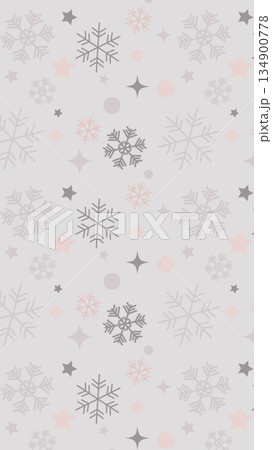 可愛い雪の結晶のシームレスパターン背景イラスト　縦 134900778