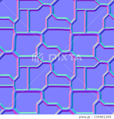 Seamless normal map of metal tile floor. High...のイラスト素材 [134901269] - PIXTA