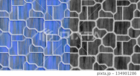 Seamless metal tile floor pattern. High resolution photo filter. Metal background via an alpha channel. 134901286