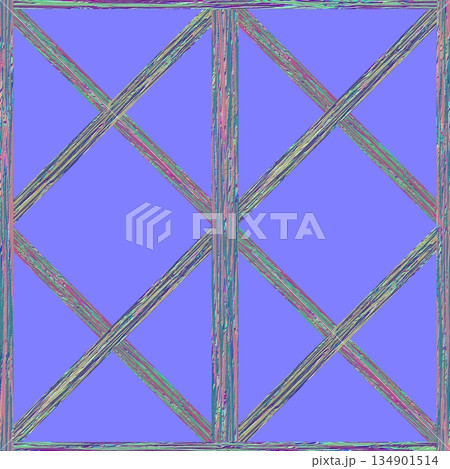 Normal map texture of vintage window frame in country house or cabin. Hi-res (8000x8000) texture. 134901514