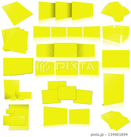 Yellow paper letter for layouts and presentation design. 3D rendering. Yellow paper letter for layouts and presentation design. 3D rendering. 134901694
