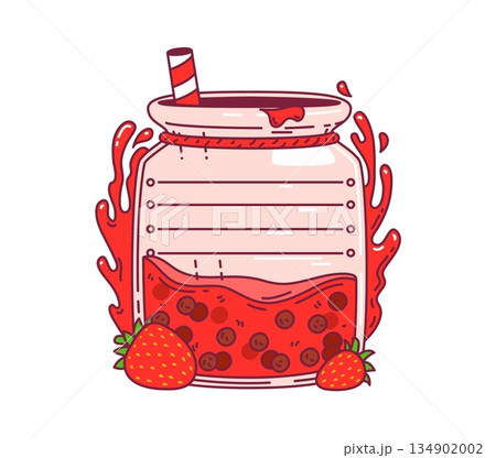 Kids memo note frame with red strawberry smoothie for sticker, cartoon vector label. Kids memo note or message sticker of notepad adhesive paper with strawberry berry jam in glass for memo notice Kids memo note frame with red strawberry smoothie for sticker, cartoon vector label. Kids memo note or message sticker of notepad adhesive paper with strawberry berry jam in glass for memo notice 134902002