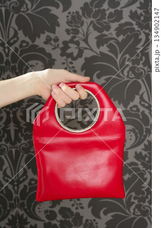 handbag retro vintage fashion red bag on gray wallpaper handbag retro vintage fashion red bag on gray wallpaper 134902147
