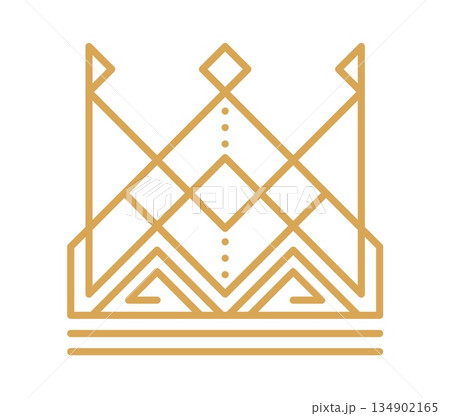 Monarchy royalty jewelry crown line icon or emblem. Queen tiara graphic lineart symbol, monarch royal power crown abstract golden outline vector label. King heraldic linear emblem or icon Monarchy royalty jewelry crown line icon or emblem. Queen tiara graphic lineart symbol, monarch royal power crown abstract golden outline vector label. King heraldic linear emblem or icon 134902165