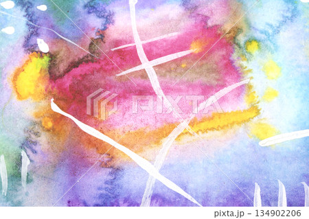 Abstract fllowing paint and pencil scribble lines splashes vibrant art background Abstract fllowing paint and pencil scribble lines splashes vibrant art background 134902206
