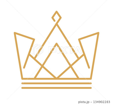 Queen imperial jewelry crown line icon or emblem. King heraldic abstract lineart label, queen jewelry thin line vector emblem. Monarch royal power tiara or crown graphic outline icon or symbol 134902283