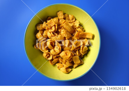 Fried corn golden snack in plate 134902618