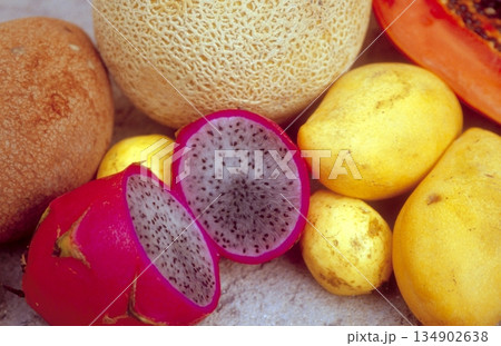pitaya pithaya mango pear melon papaya fruit pitaya pithaya mango pear melon papaya fruit 134902638