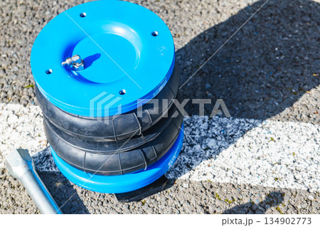 Car in service. Installing air ride suspension. 134902773