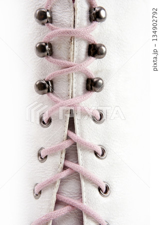 Closed white long boot pink thread 134902792