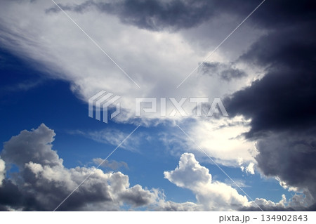 Dramatic cloudscape sky gray stormy clouds 134902843