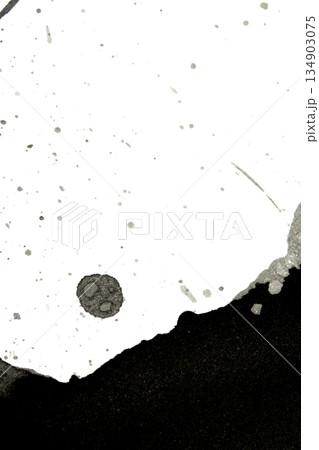 Distressed Monochrome Ink Circle Texture and Splatter Graphic on white background 134903075