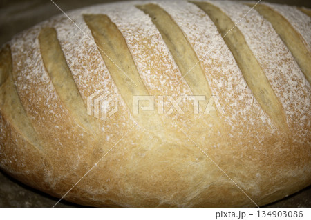 Home Made fresh bread loaf roll just come out of the oven warm Home Made fresh bread loaf roll just come out of the oven warm 134903086