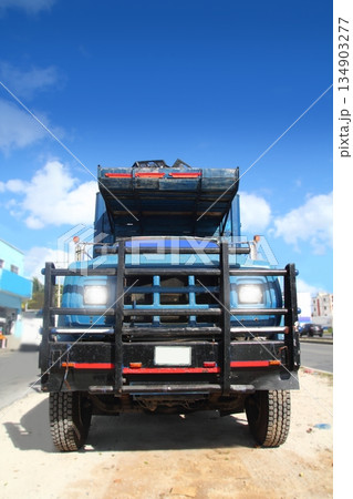 aged grunge old truck under blue sky aged grunge old truck under blue sky 134903277