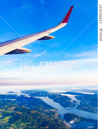 View from an airplane to fjords in Norway View from an airplane to fjords in Norway 134903437