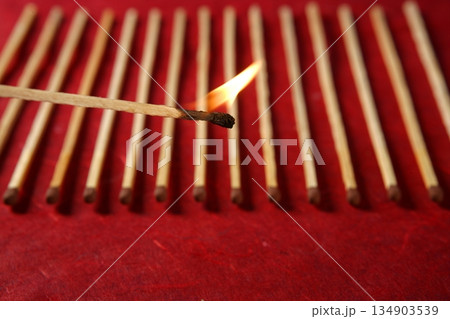 Light wooden matches arrangement Light wooden matches arrangement 134903539